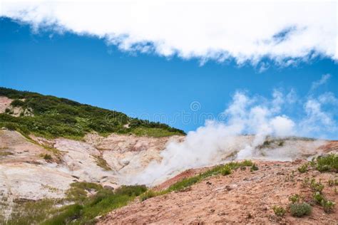 Steaming Mud Holes And Solfataras In The Geothermal Area Of Kamchatka