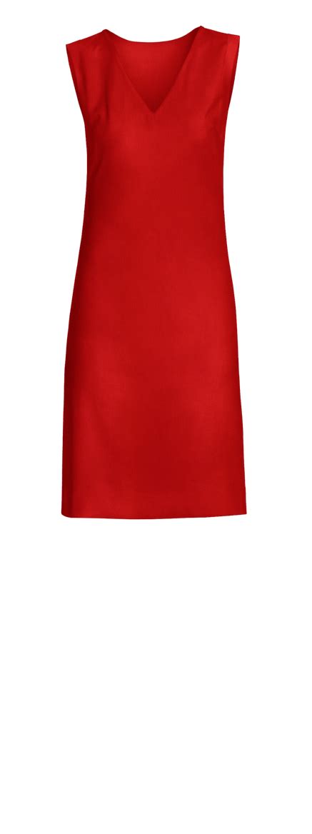 Intense Red V Neck Shift Dress Sumissura