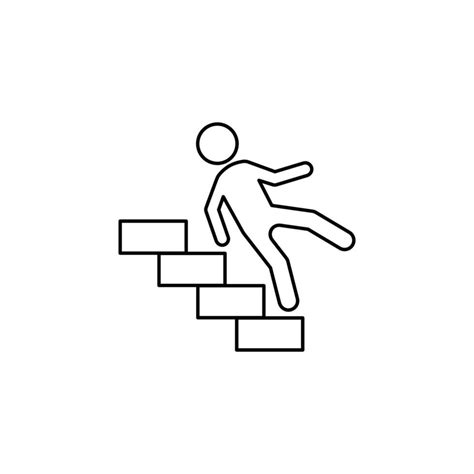 Falling Down The Stairs Outline Line Vector Icon Illustration