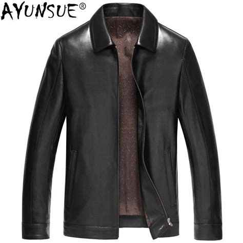 Ayune Chaqueta De Cuero Genuino Para Hombre Abrigo De Piel De Oveja