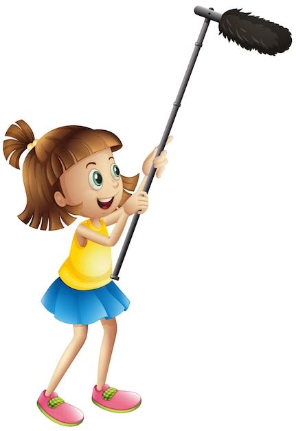 Девушка держит микрофон для съемок фильма | Бесплатно векторы