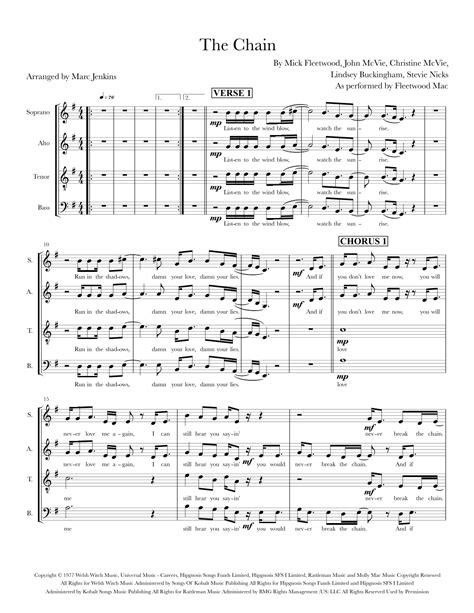 The Chain Arr Marc Jenkins By Fleetwood Mac Sheet Music For SATB