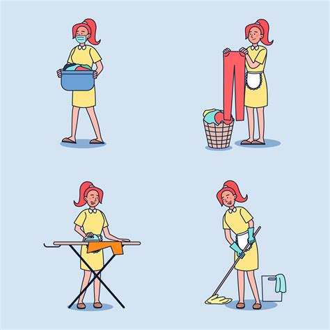 Cartoon Maid Character Set Of Affairs Woman Housewife 2920633 Vector