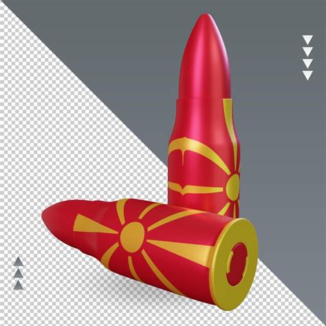 Premium PSD 3d Bullet North Macedonia Flag Rendering Left View