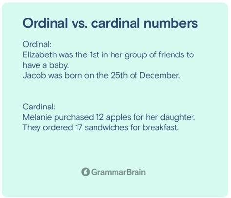 Difference Between Ordinal And Cardinal Numbers With Examples