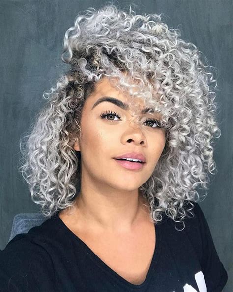 NaturalHairDoesCare Grey Curly Hair Silver White Hair Dyed Curly Hair