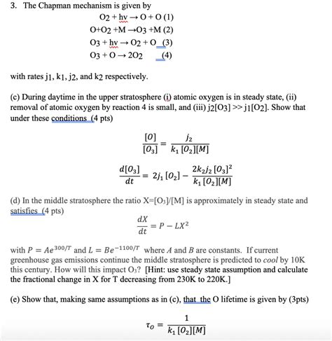 Solved The Chapman Mechanism Is Given By Hv Chegg