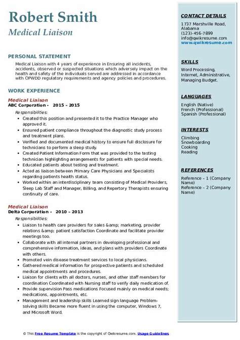 Sample Cv Medical Surgical Nurse Medical Liaison Resume Samples