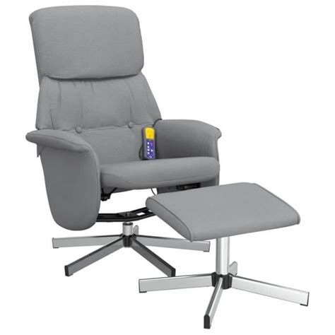 Drfeify Fauteuil Inclinable De Massage Et Repose Pied Gris Clair Tissu