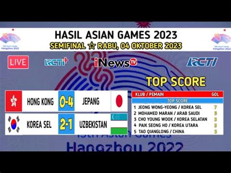 Hasil Asian Games Hong Kong Jepang Korea Sel