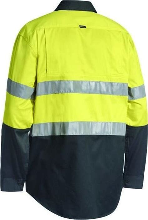 Shirt L Sleeve Bisley Bs6896 Hi Vis D N 3m Taped 2 Tone 155gsm Cotton