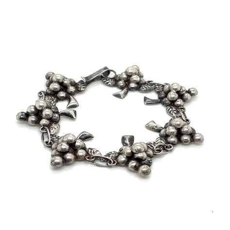 Sterling Silver Mexico Grape Bracelet Grape Link Bracelet Grape