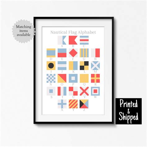 Nautical Flags Alphabet Print A to Z of Maritime Signal Flags ABC ...