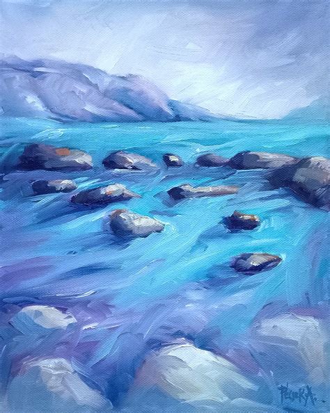 Beach Rocks Painting by Adrienn Pécsek - Jose Art Gallery