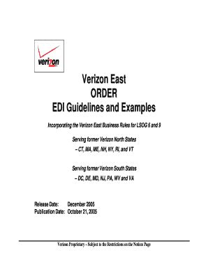 Fillable Online Verizon East Order Edi Guidelines And Examples Fax