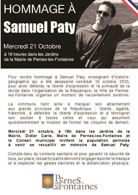 Hommage à Samuel Paty Informations Locales Ville De Pernes Les