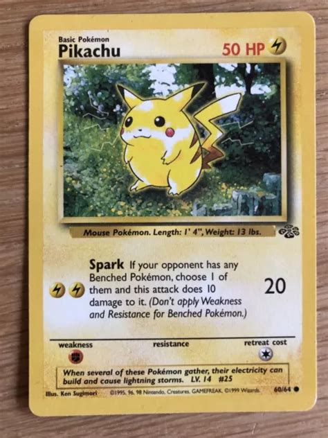 CARTE POKÉMON PIKACHU Anglaise English 60 64 1995 Comme Neuve Super