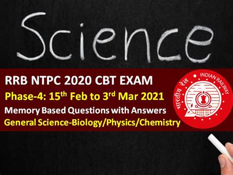 RRB NTPC 2021 Exam Memory Based General Science GS Questions With