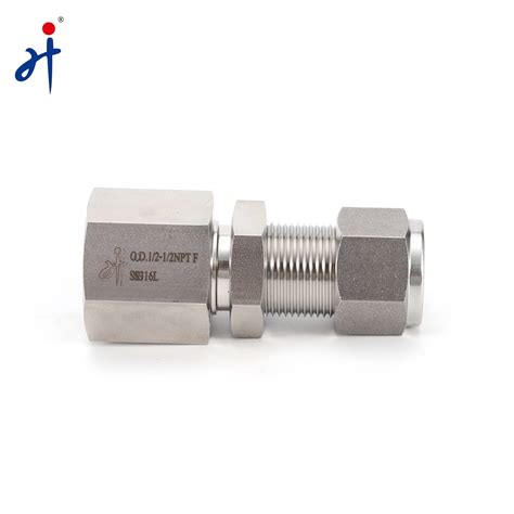 Female Bulkhead Fitting 316 Ss Compression Fitting Double Ferrule Npt Bulkhead Female Connector