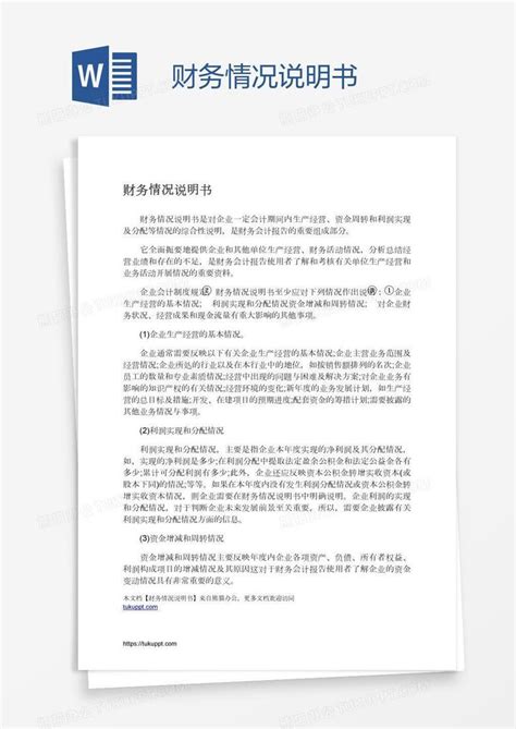 财务情况说明书word模板下载编号jpynbkmw熊猫办公