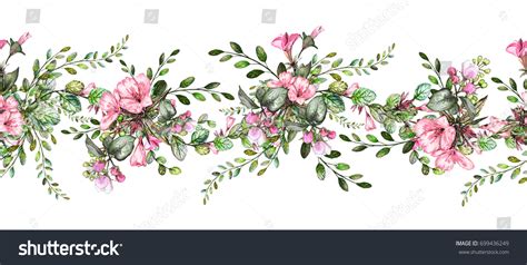 Seamless Rim Border Herbs Wild Flowers Stock Illustration 699436249