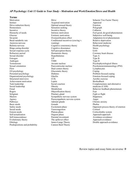 Ap Psychology Unit 11 Guide To Your Study