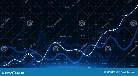 Creative Growing Index Business Chart On Blue Tech Background