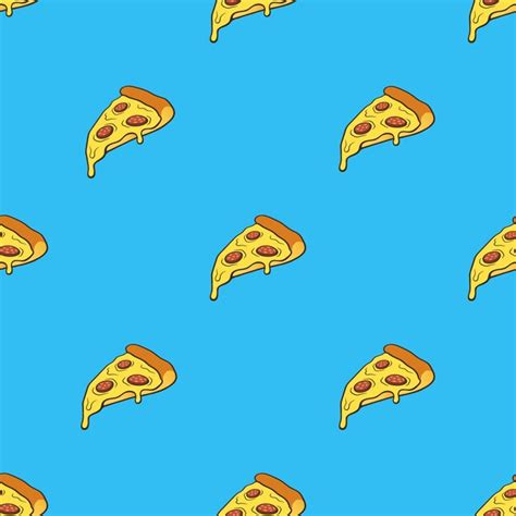 Ilustración de vector de patrones sin fisuras con rebanada de pizza en