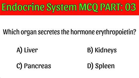 Endocrine System Mcq Part 03 Endocrinology Endocrine Mcqs Youtube