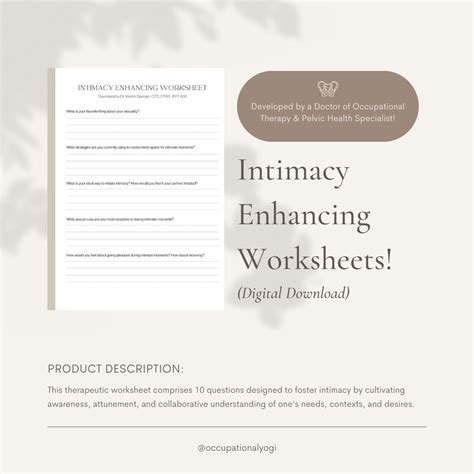 Pelvic Health Intimacy Enhancing Worksheets Etsy