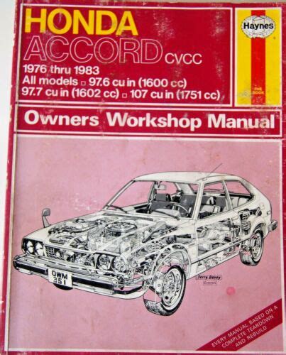 Honda Accord CVCC 1979 1983 Haynes Owners Workshop Manual 351 EBay