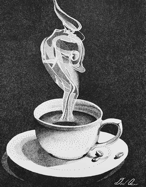 Steaming Cup Of Coffee Stippling Art Print — David Accurso Art