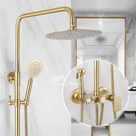 Brass Shower Heads And Faucets Brushed Good With Handheld Shower System Modern