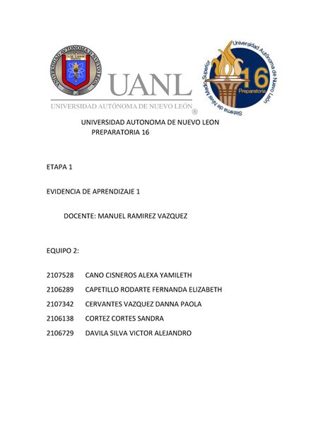 Equipo Fqe Ev Evidencia Quimica Universidad Autonoma De Nuevo