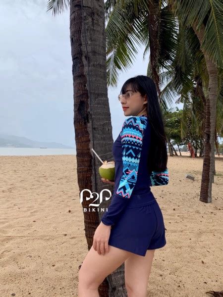 Đồ bơi tay dài chống nắng giữ nhiệt họa tiết mùa hè P2P Bikini Thương hiệu đồ bơi nữ đồ