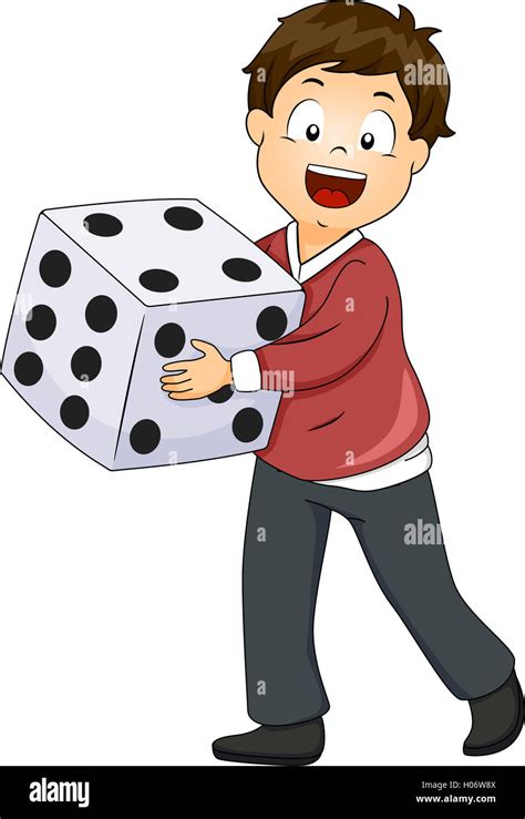 Illustration Of A Little Boy Rolling A Giant Die Stock Photo Alamy