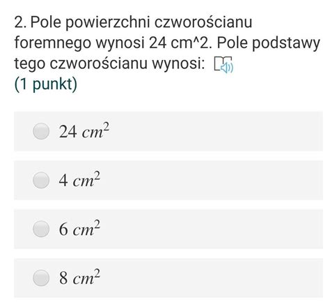 Pole powierzchni czworościanu foremnego wynosi 24 cm 2 Pole podstawy