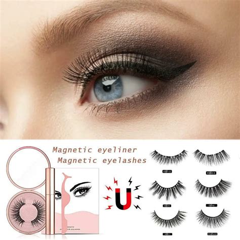 5 Magnetic Eyelashes Natural False Eyelashes Magnetic Lashes Magnetic Liquid Eyeliner & Magnetic ...