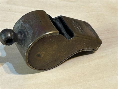 Early Type Acme Thunderer Brass Whistle Engraved A Present From Kennedy