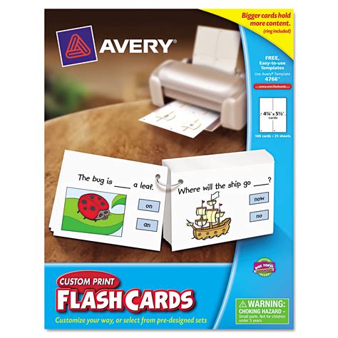 Avery Printable Flash Cards Hole Punched 4 1 4 X 5 1 2 White 4