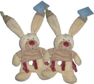 Doudou Hochet Lapin Bastien Beige Marron Et Bordeaux Nicotoy Kiabi