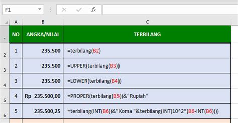 20 Contoh Rumus Excel Fungsi Terbilang Dan Cara Menggunakannya PAKAR