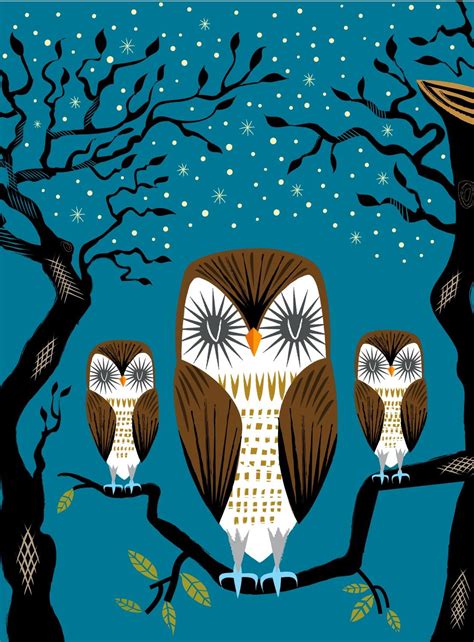 Iota Illustration Three Lazy Owls Animal Art Limited Etsy Owl Art