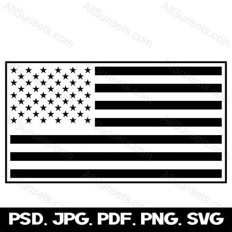 American Flag Svg Single Color With Border Vector Graphics Usa Etsy