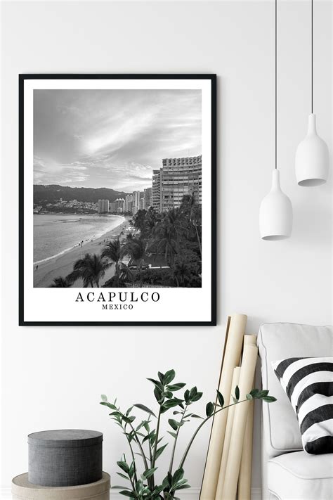 Acapulco Digital Print Black White Photo Acapulco City Landmark