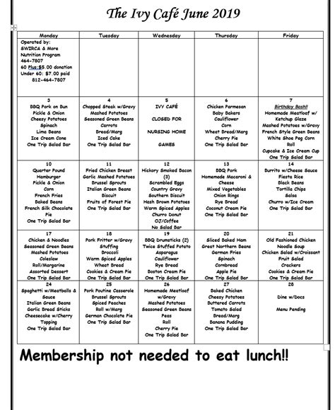 Ivy Café Menu | Evansville, IN | SWIRCA & More