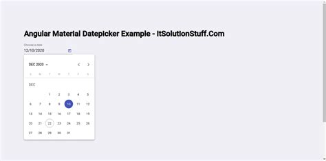 Angular Material Datepicker Example Itsolutionstuff