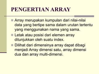 Konsep Array Dan Implementasi Dalam Bahasa Pemrograman C Ppt