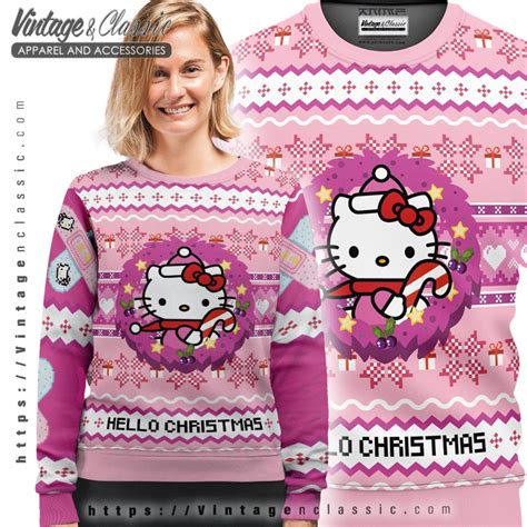 Hello Christmas Kitty Ugly Sweater - Vintagenclassic Tee