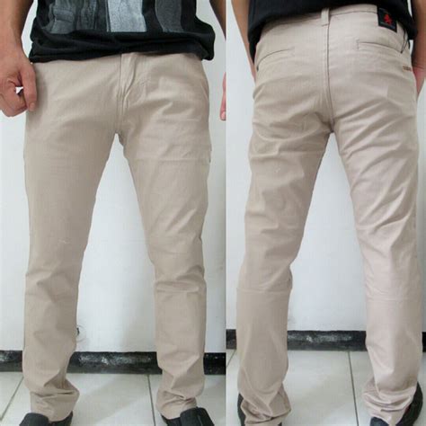 Jual Celana Panjang Chino Chinos Kain Warna Krem Cream Cowok Pria Laki